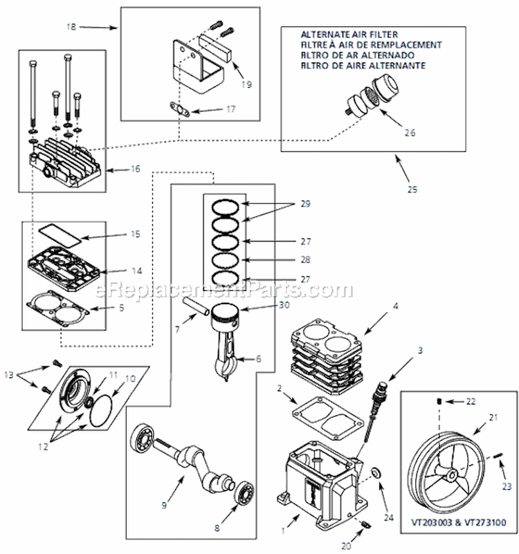 Page B Diagram and Parts List for 2004 Campbell Hausfeld Compressor
